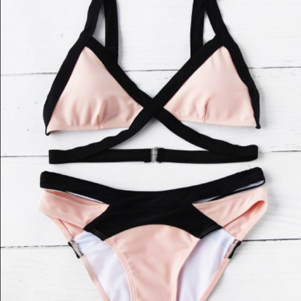 Corral and black bikini